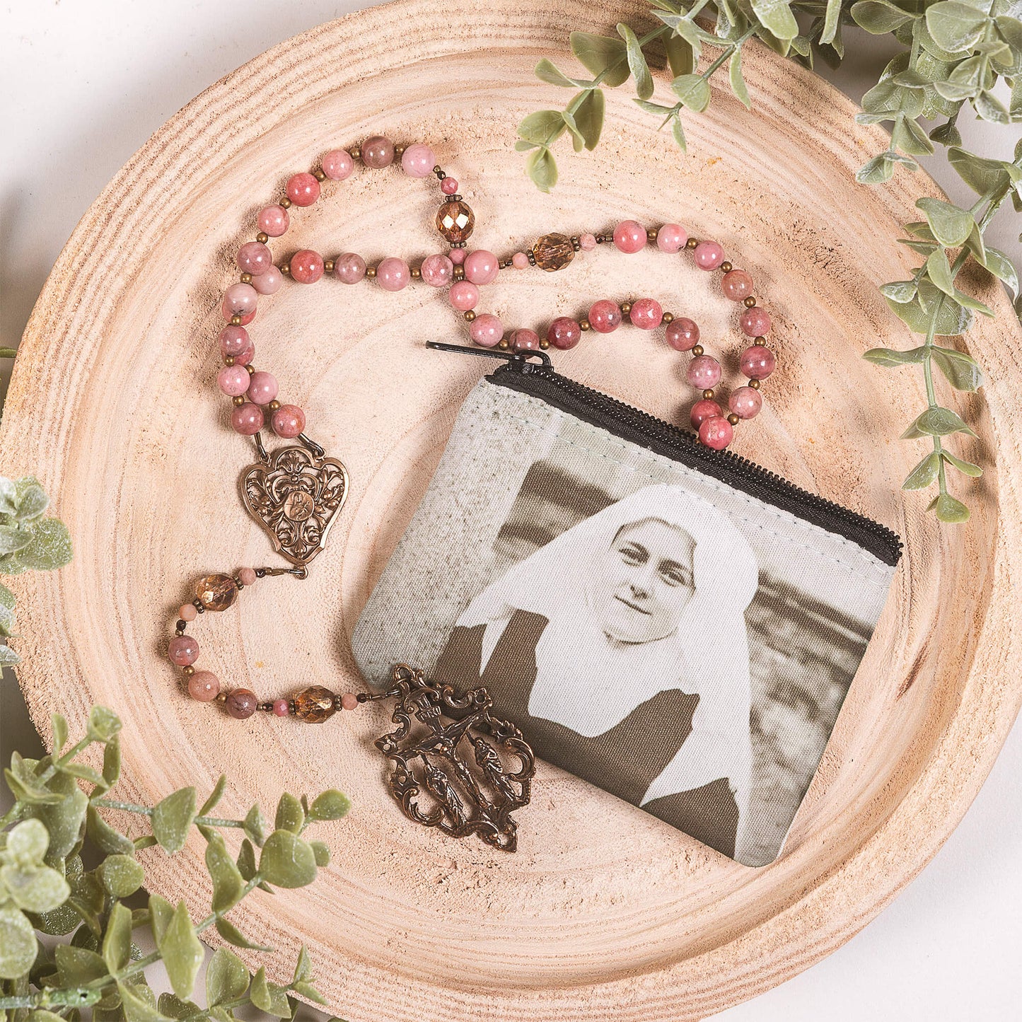 St. Therese Rosary & Rosary Pouch Set