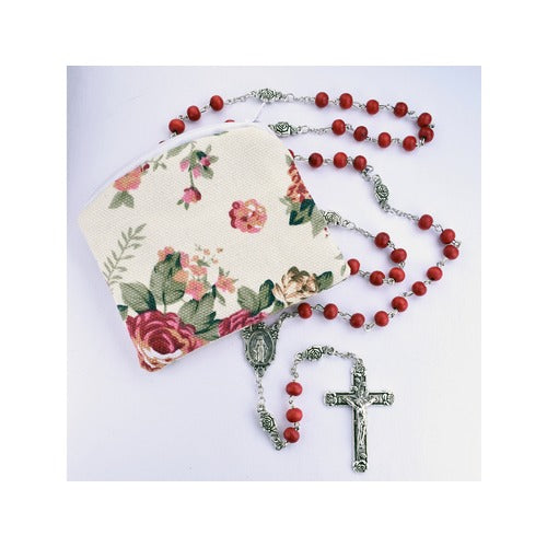 Rose Scented Rosary in Rose Garden Pouch
