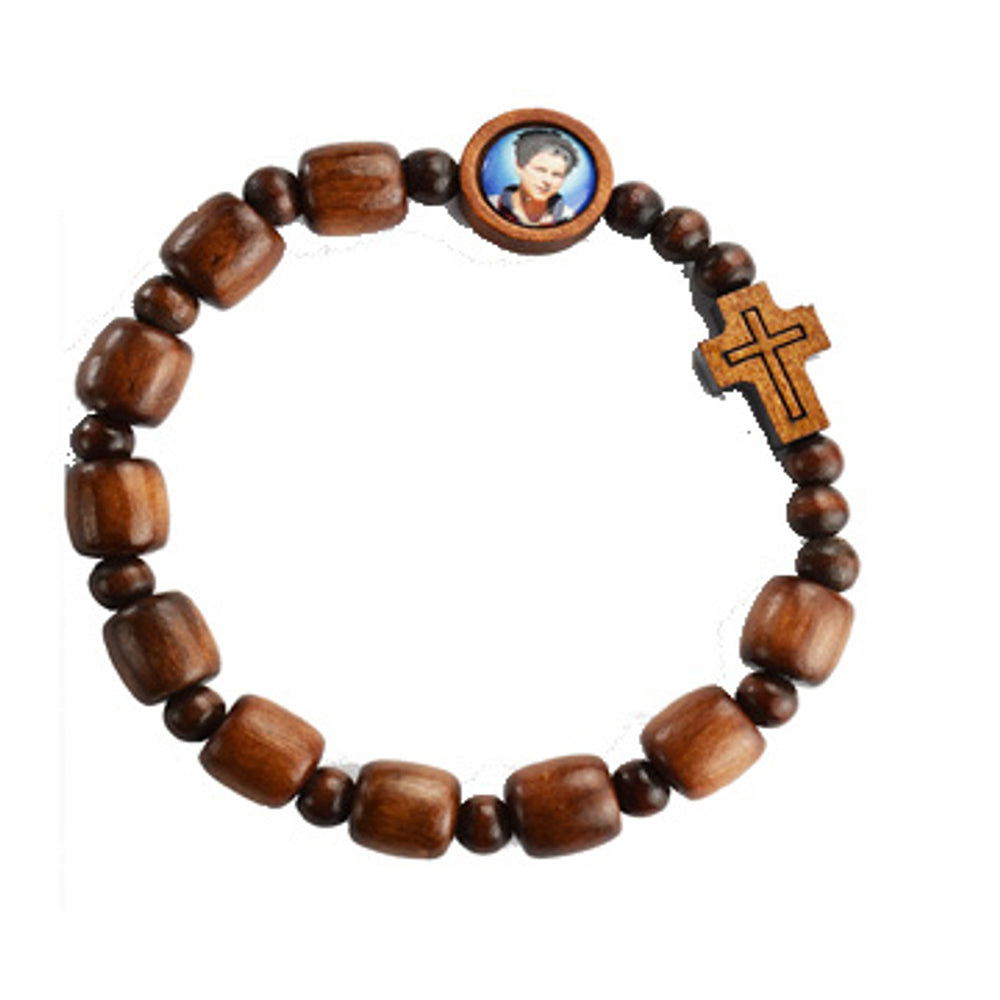 Carlo Acutis Brown Wood Rosary Bracelet – - Main Image