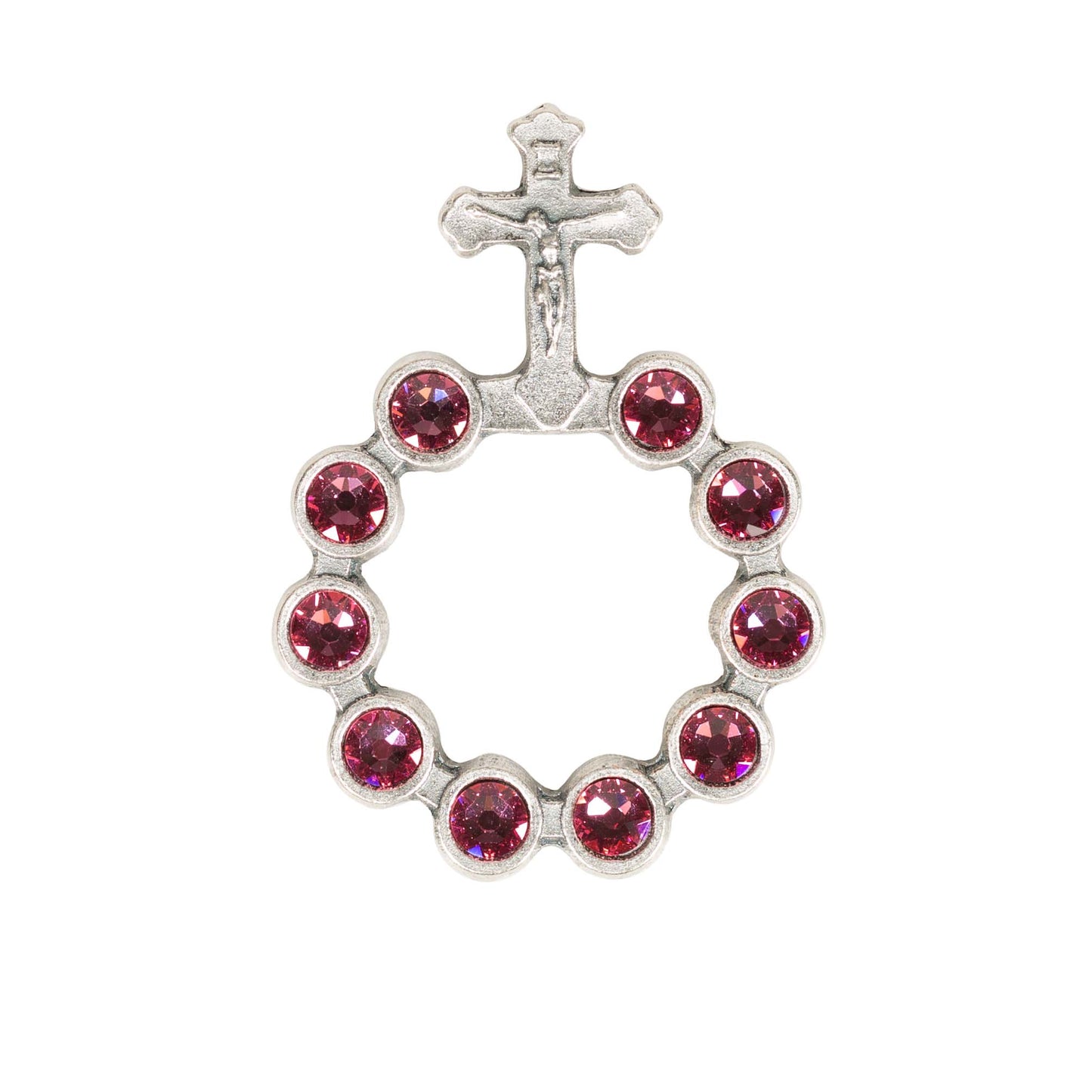 Pink Swarovski One Decade Finger Rosary