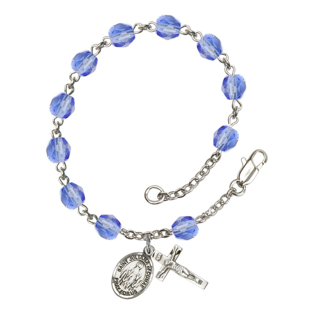 St. Juliana Of Cumae Blue September Rosary Bracelet 6mm