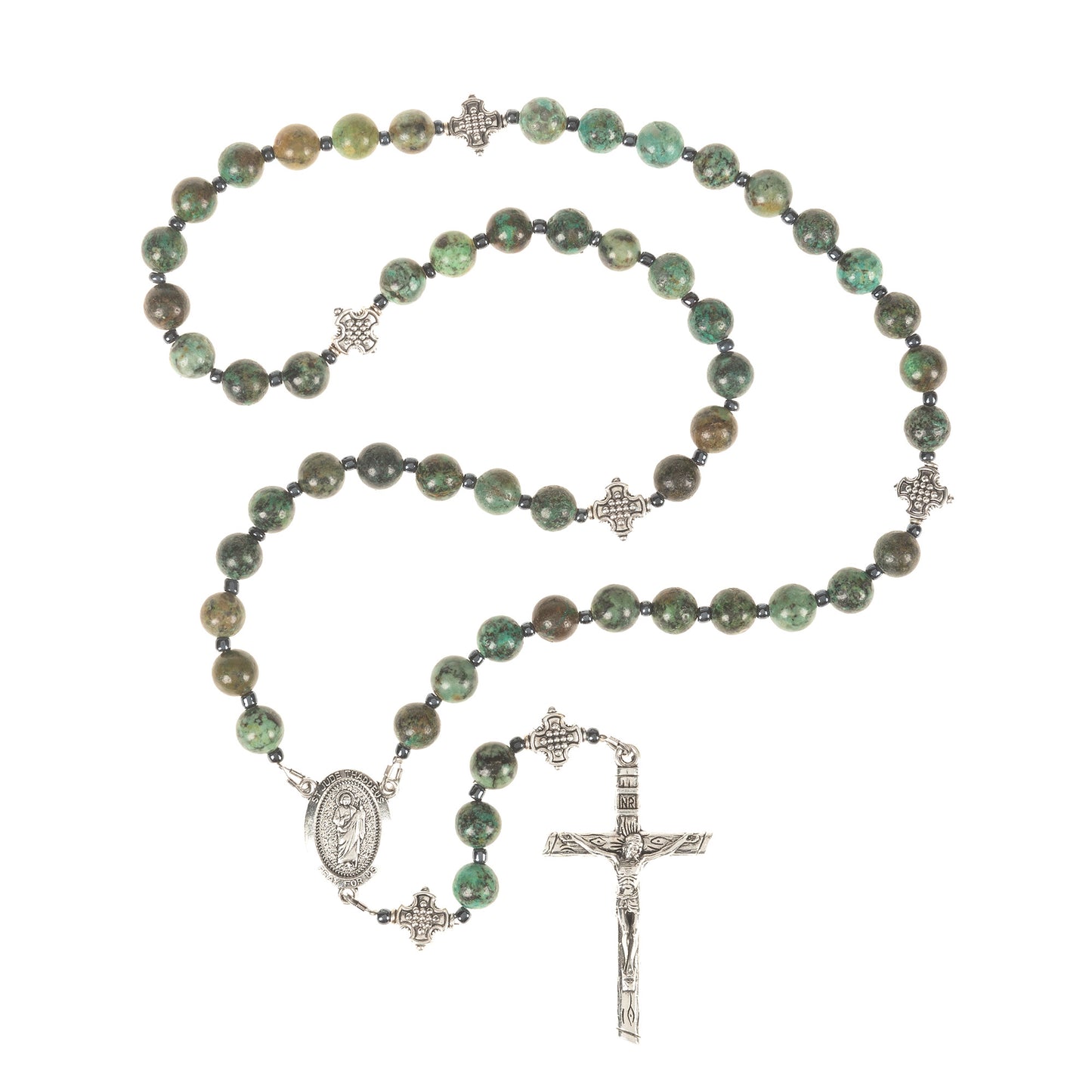 St. Jude African Pine Agate Rosary