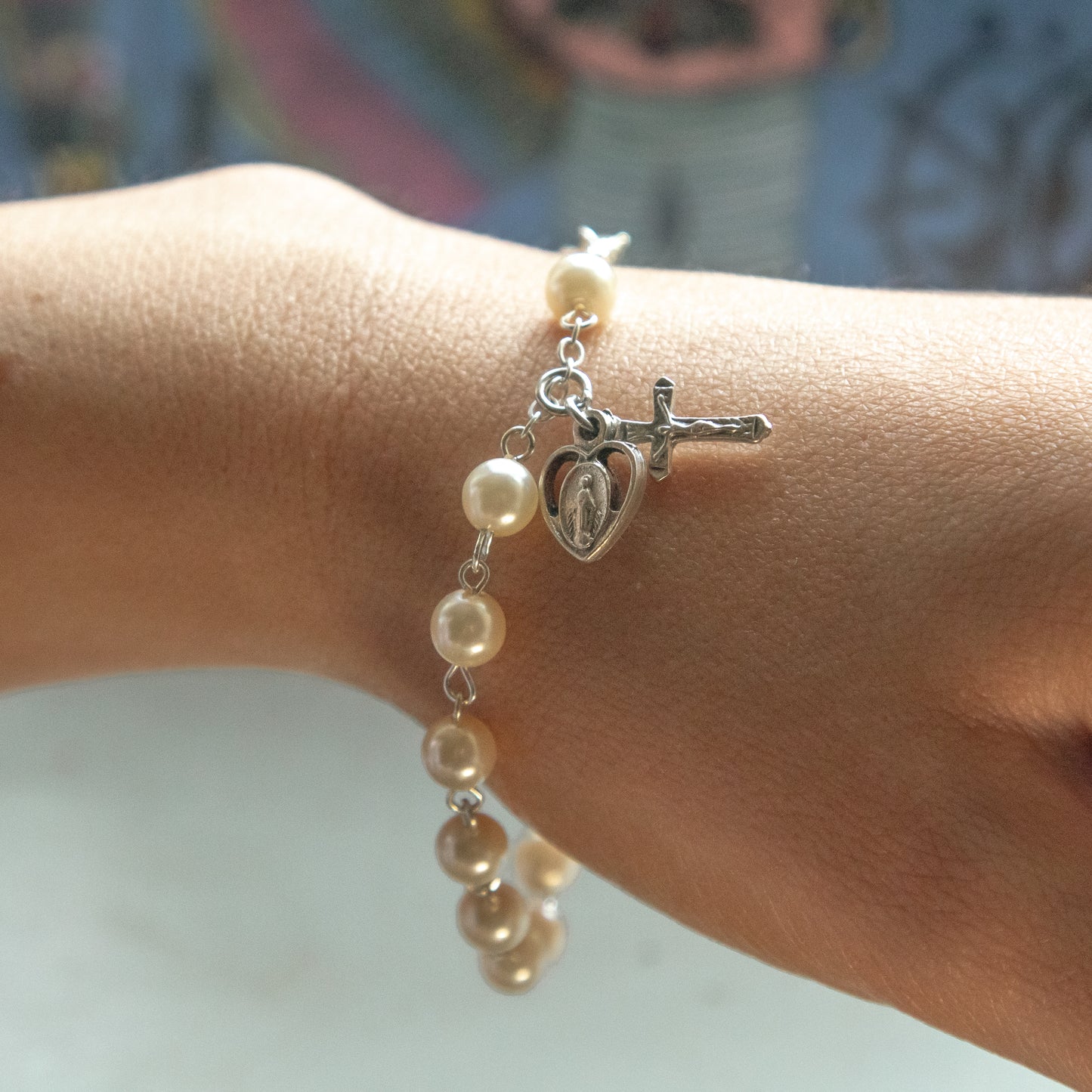 Pearl Adult Rosary Bracelet
