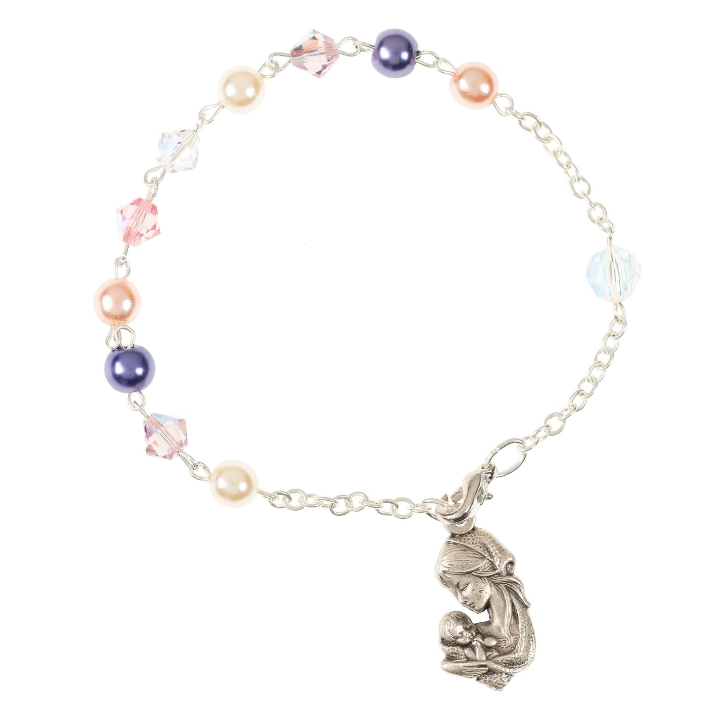 Pink & Purple Swarovski Rosary Bracelet