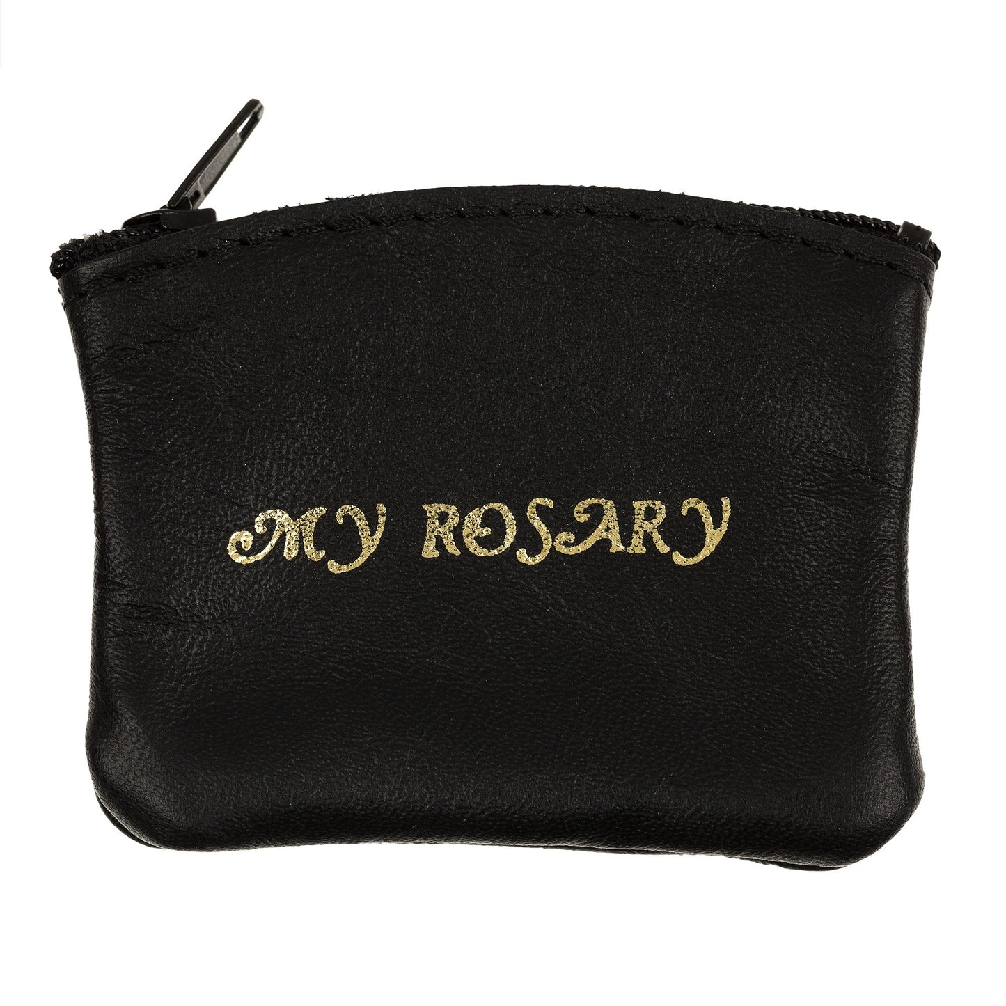 Black Leather Rosary Pouch-Small