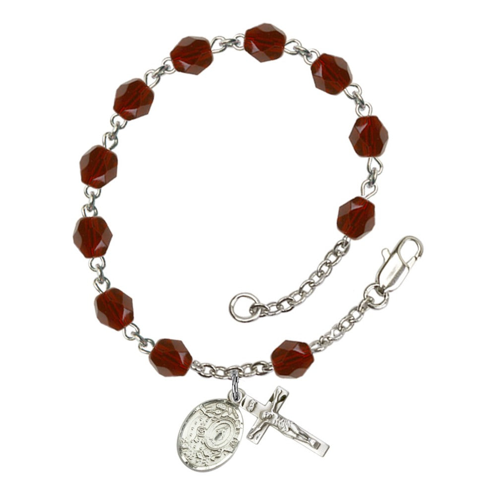 Miraculous Red January Rosary Bracelet 6mm