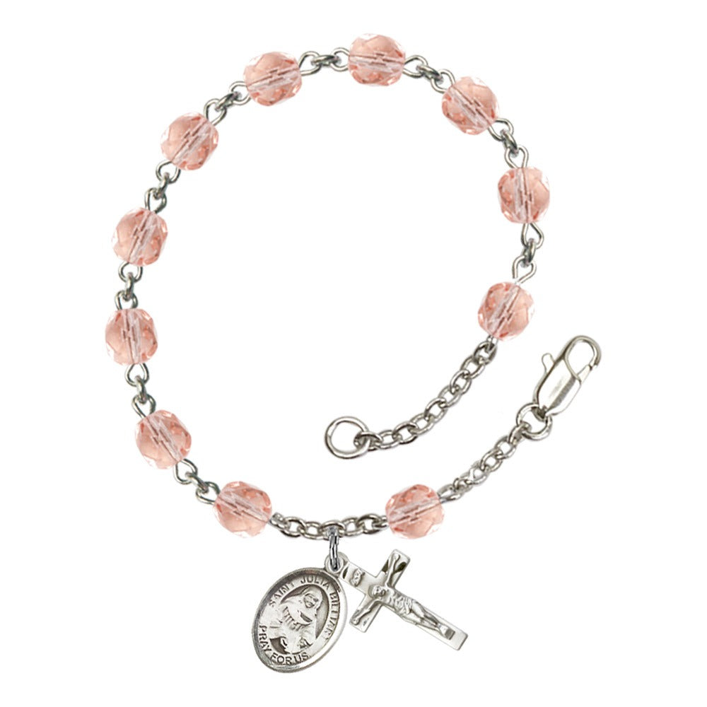 St. Julia Billiart Pink October Rosary Bracelet 6mm