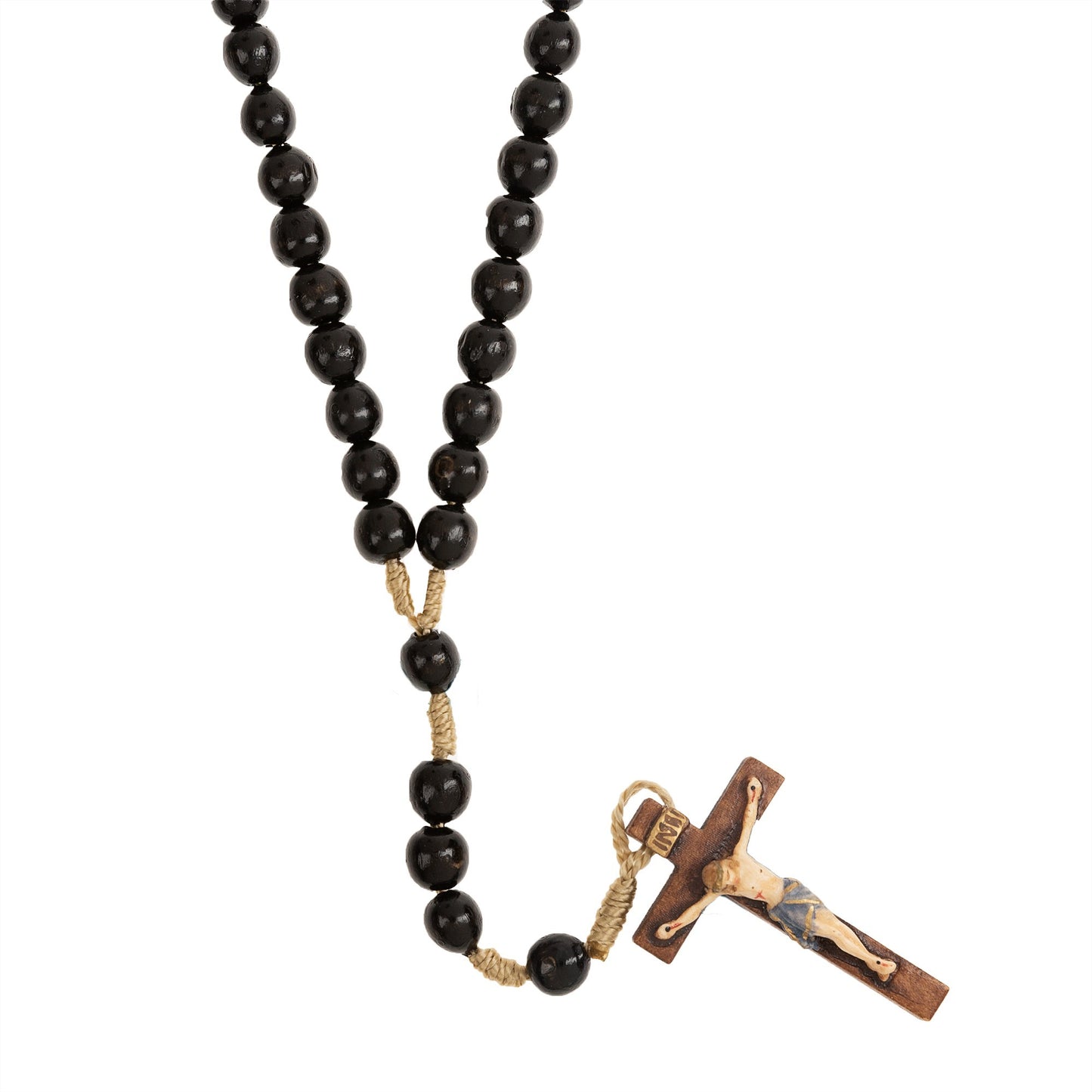 Black Wood Rosary with Colored Corpus