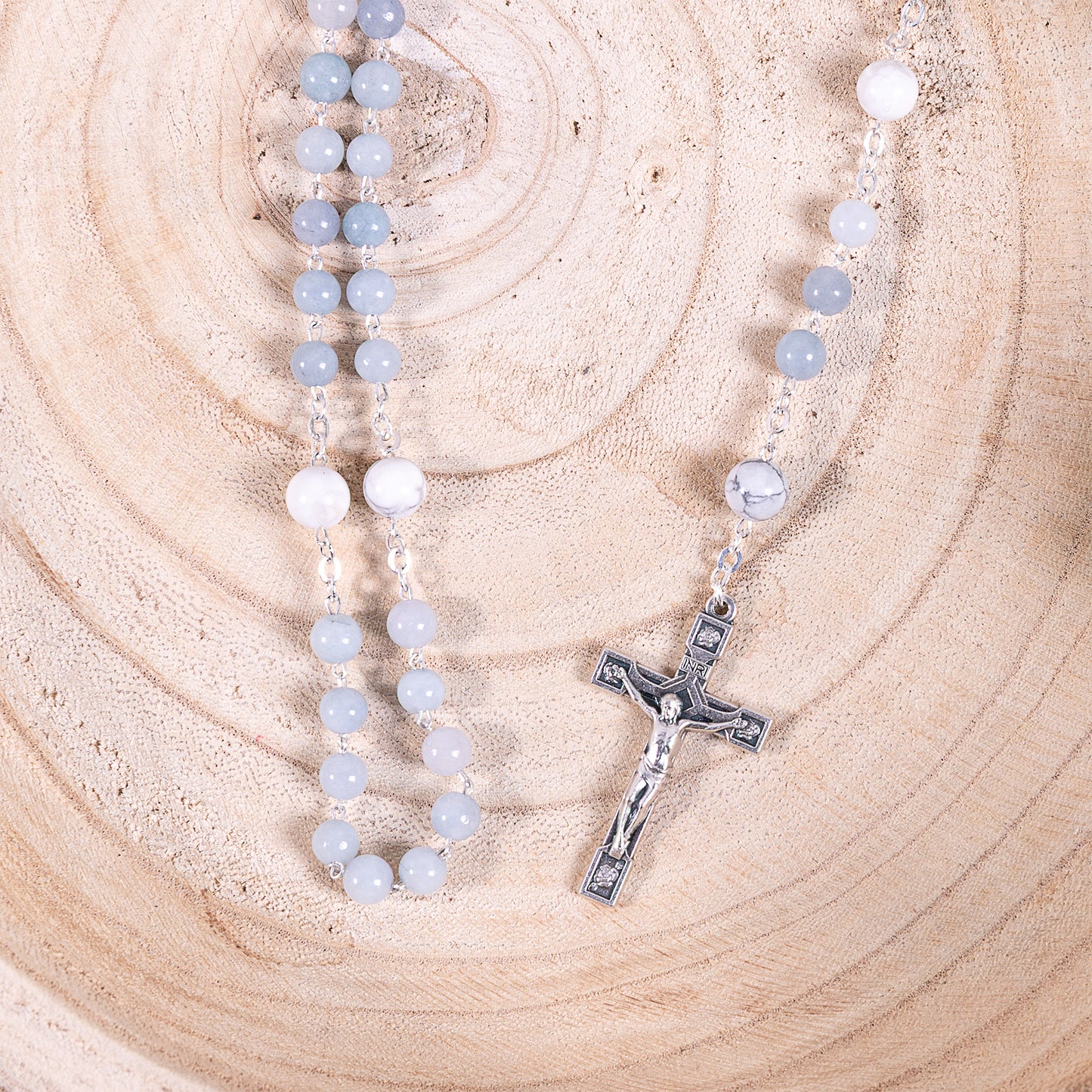 Angelite & Aulite Divine Mercy Chaplet Rosary