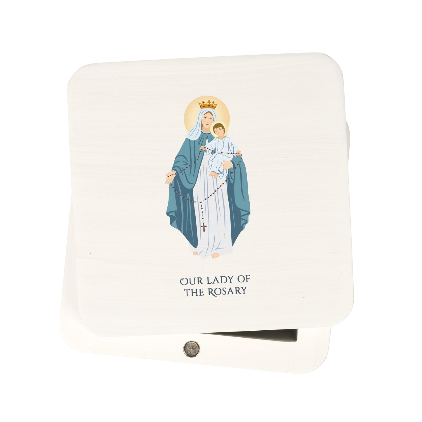 Our Lady of the Rosary White Magnetic box