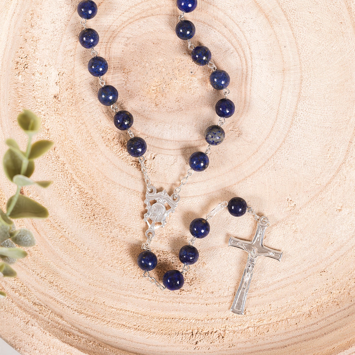Italian Sterling Silver Blue Gemstone Rosary