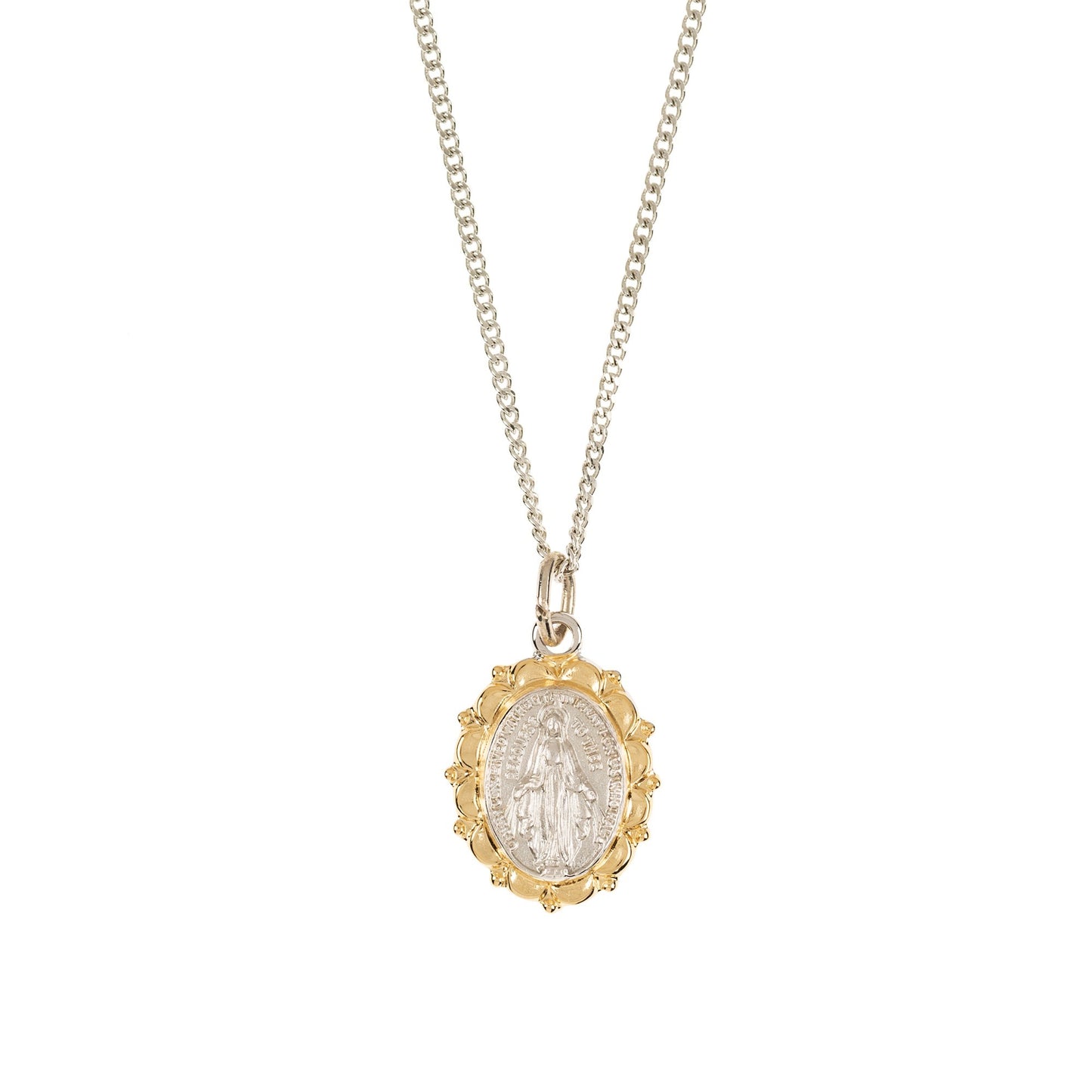 Petite Two Tone Miraculous Medal Necklace