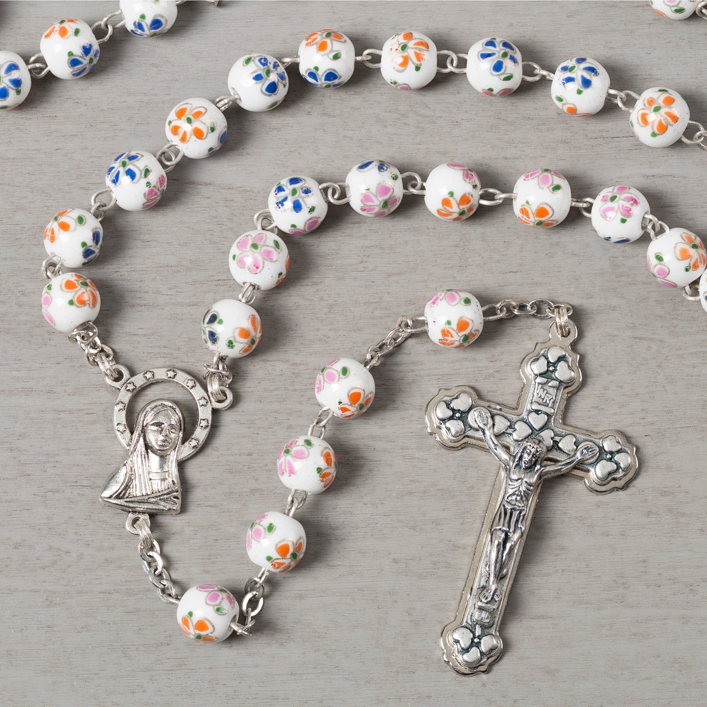 Floral Ceramic Bead Rosary