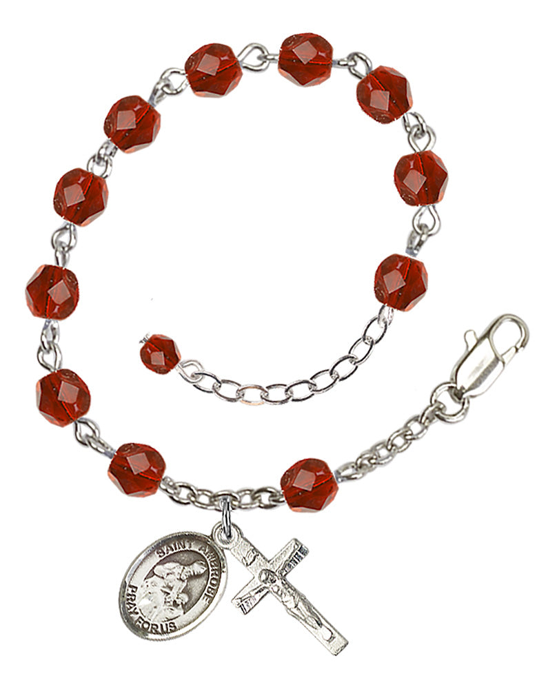 St. Ambrose Red July Rosary Bracelet 6mm