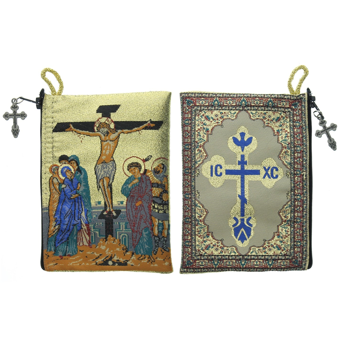 Crucifixion Icon Tapestry Rosary Pouch