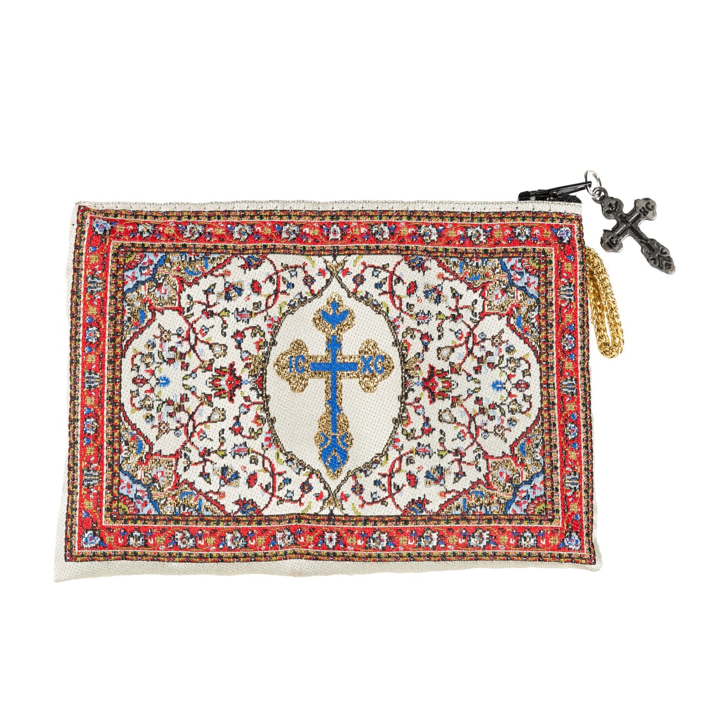 Multicolored Byzantine Cross Rosary Pouch