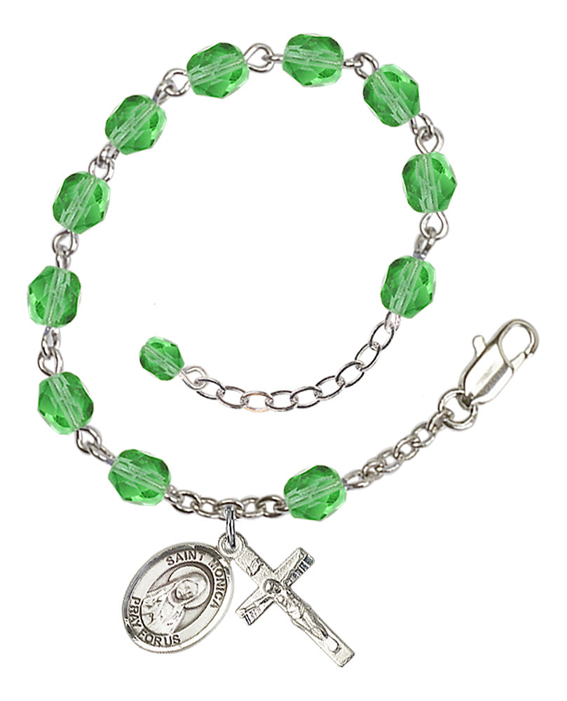 St. Monica Green August Rosary Bracelet 6mm