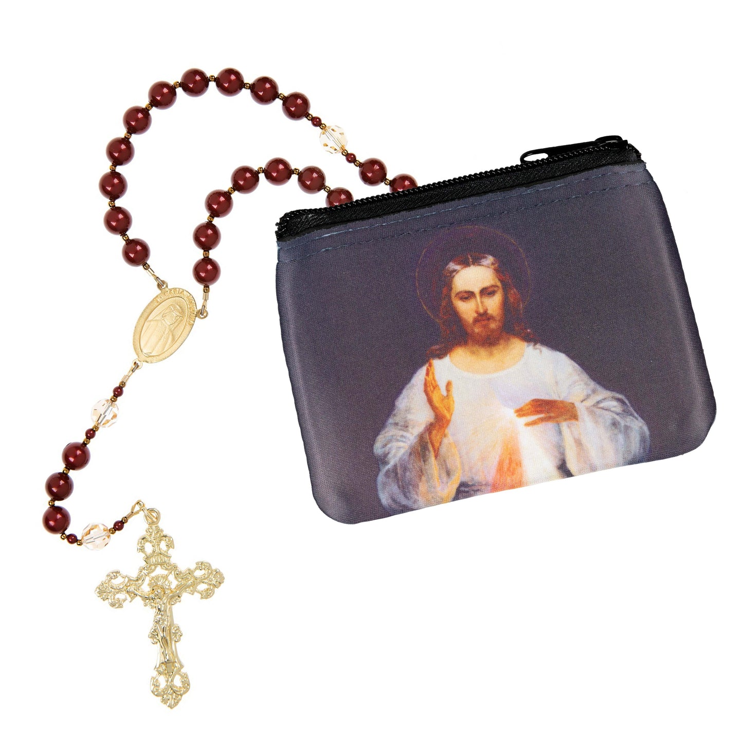 Divine Mercy Rosary and Pouch Set