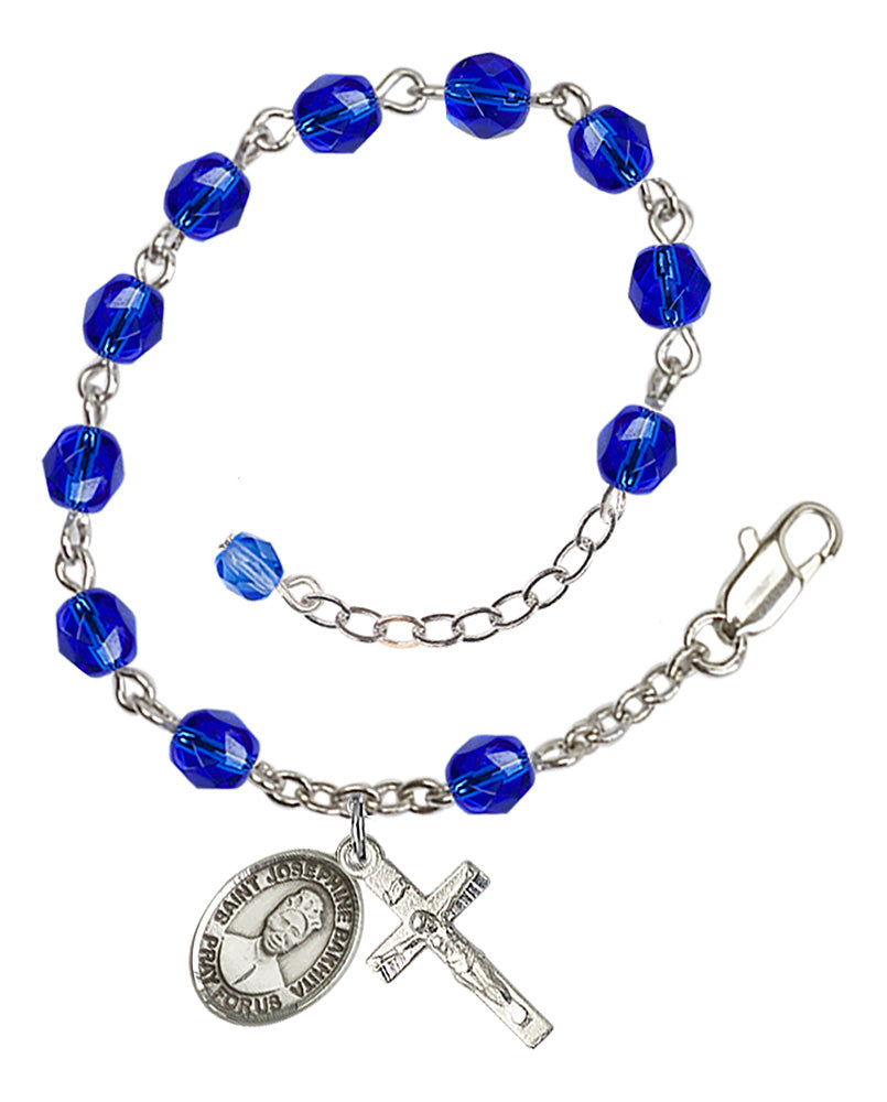 St. Josephine Bakhita Blue September Rosary Bracelet 6mm