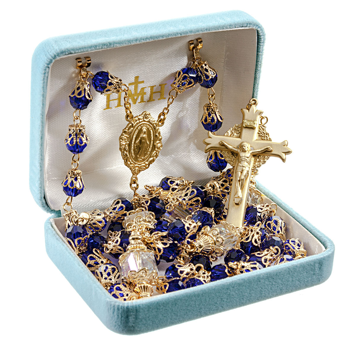 Queenship of Mary Blue Crystal Rosary