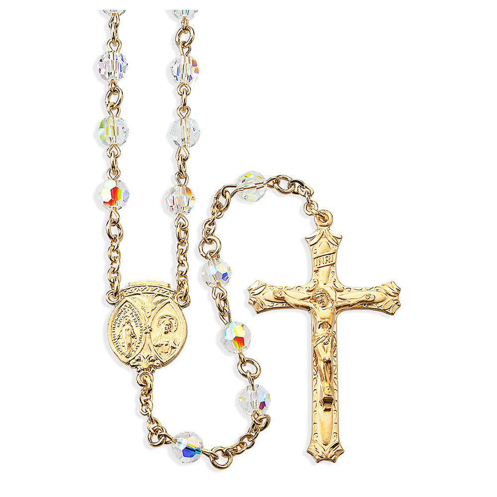 Austrian Crystal & Gold 3-Way Medal Rosary
