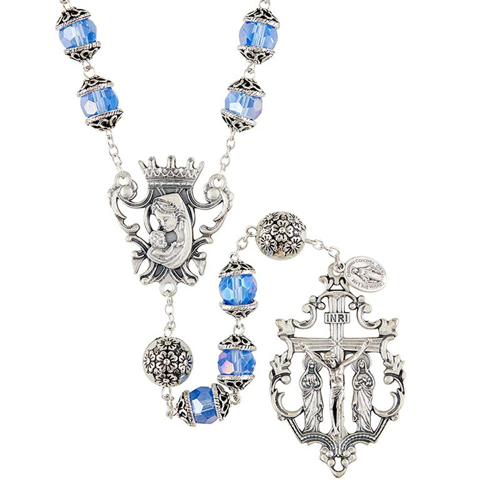 Queen of Heaven Blue Filigree Rosary