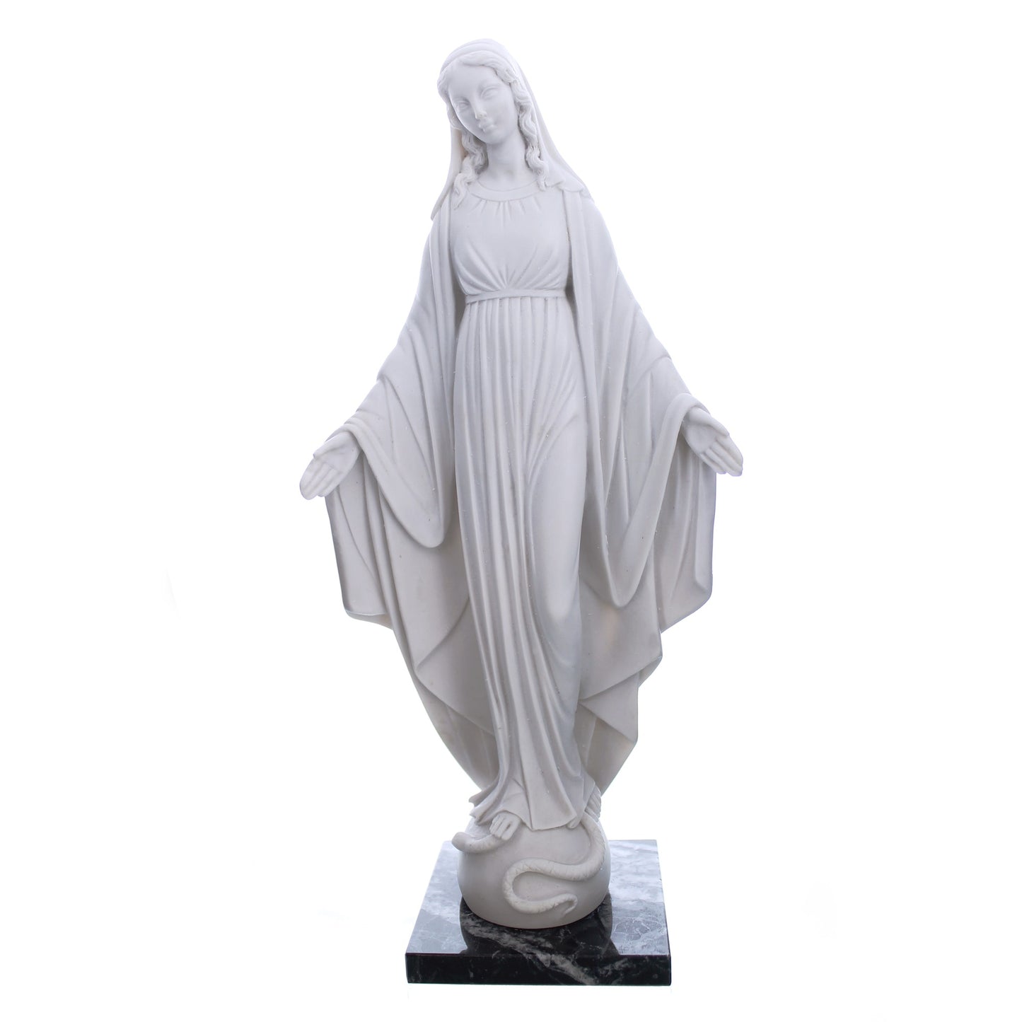White Miraculous Mary Marble Statue 13"