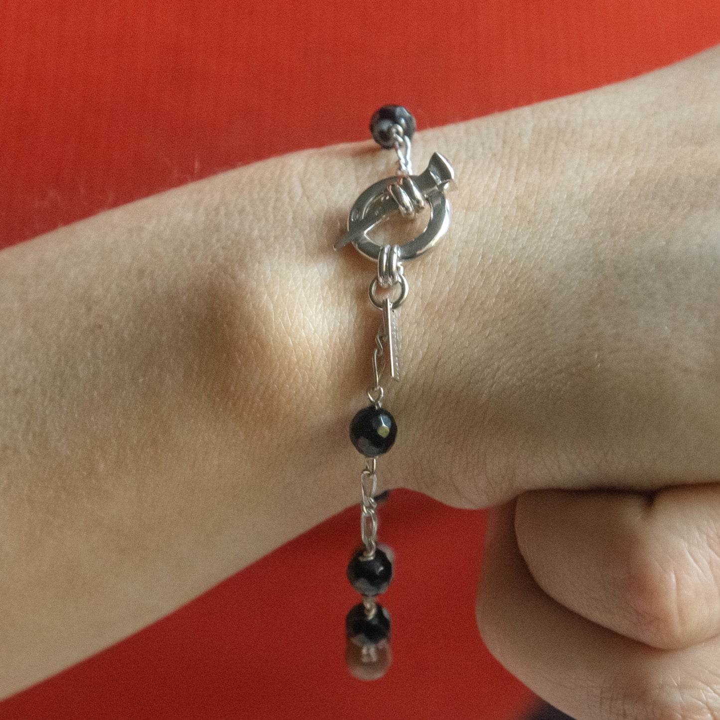 Agate & Sterling Nail Rosary Bracelet