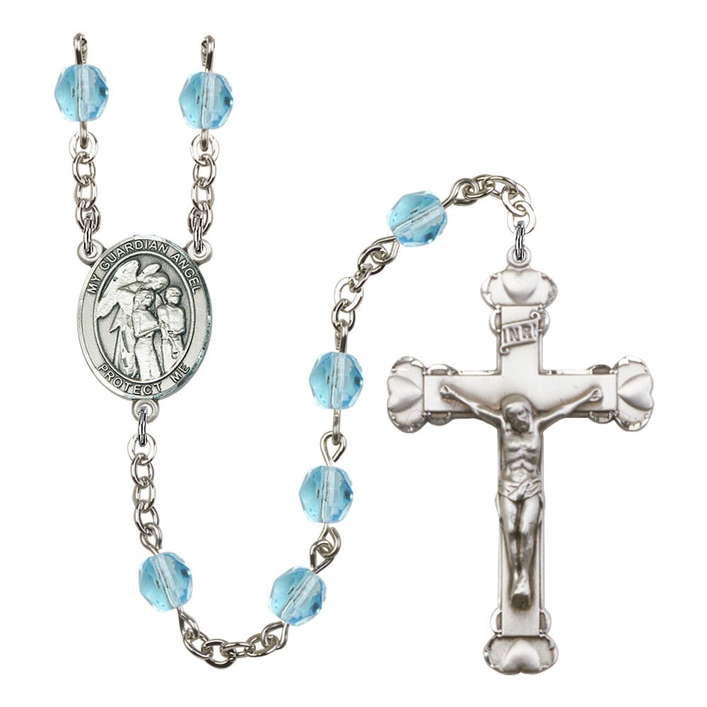 Guardian Angel with Children Aqua March Rosary