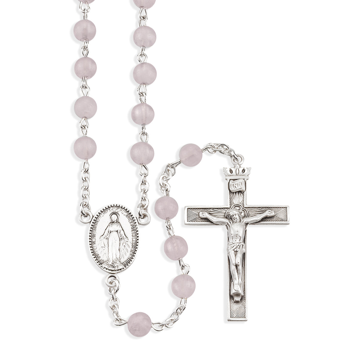 Sterling Silver & Rose Quartz Gemstone Rosary