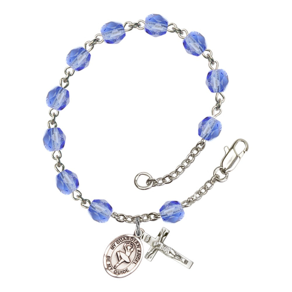 Guardian Angel/Dance Blue September Rosary Bracelet 6mm