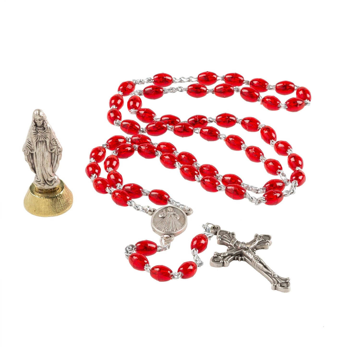 Sacred Heart of Jesus Mini Statue & Divine Mercy Rosary Set