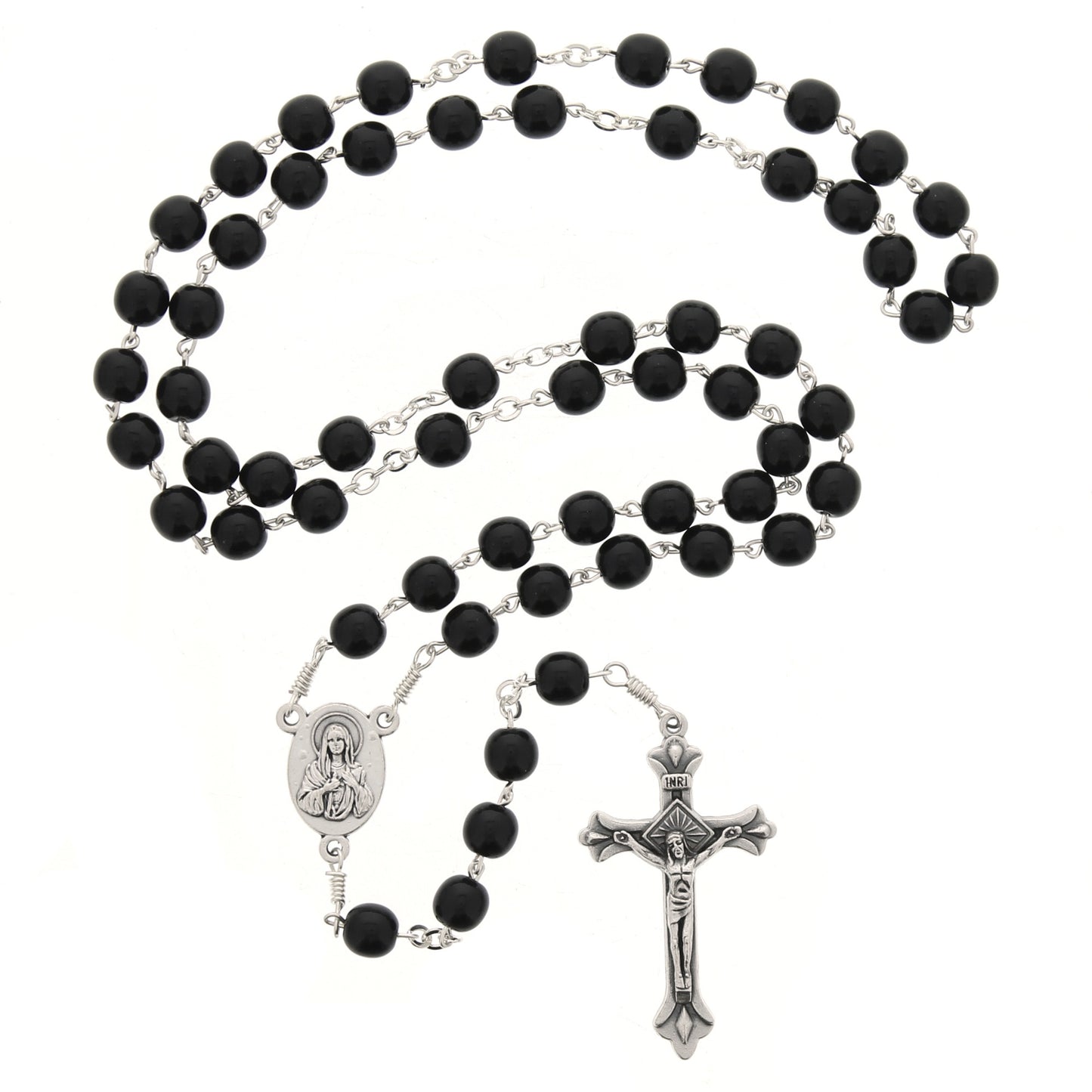 Holy Land Glass Bead Black Rosary