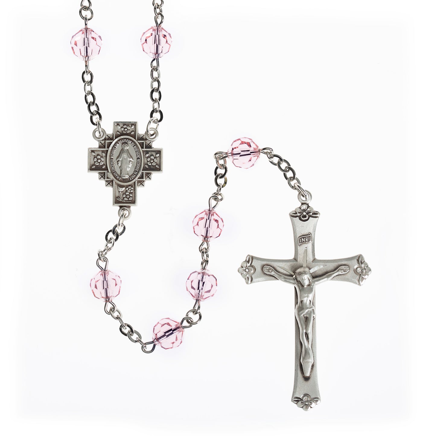 Swarovski Rose and Sterling Silver Rosary