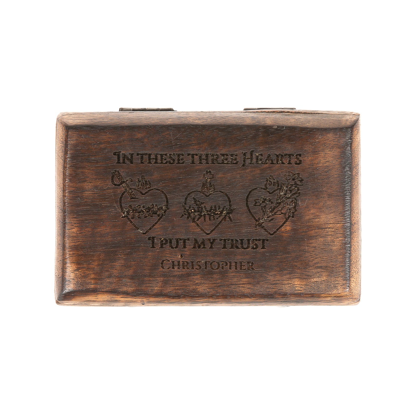 Personalized Three Hearts Rosary Box