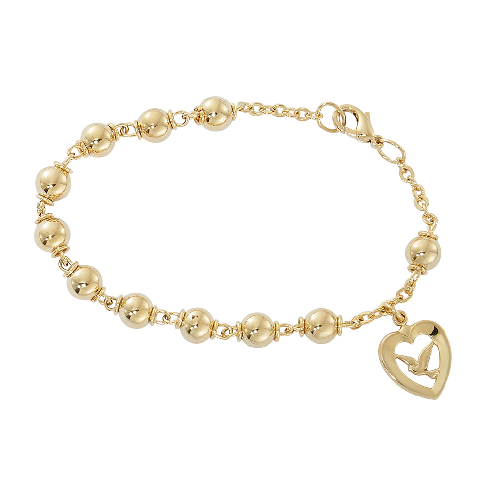 Heart & Dove Gold Holy Spirit Rosary Bracelet