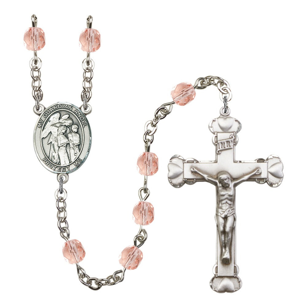 Guardian Angel with Children Pink October Rosary