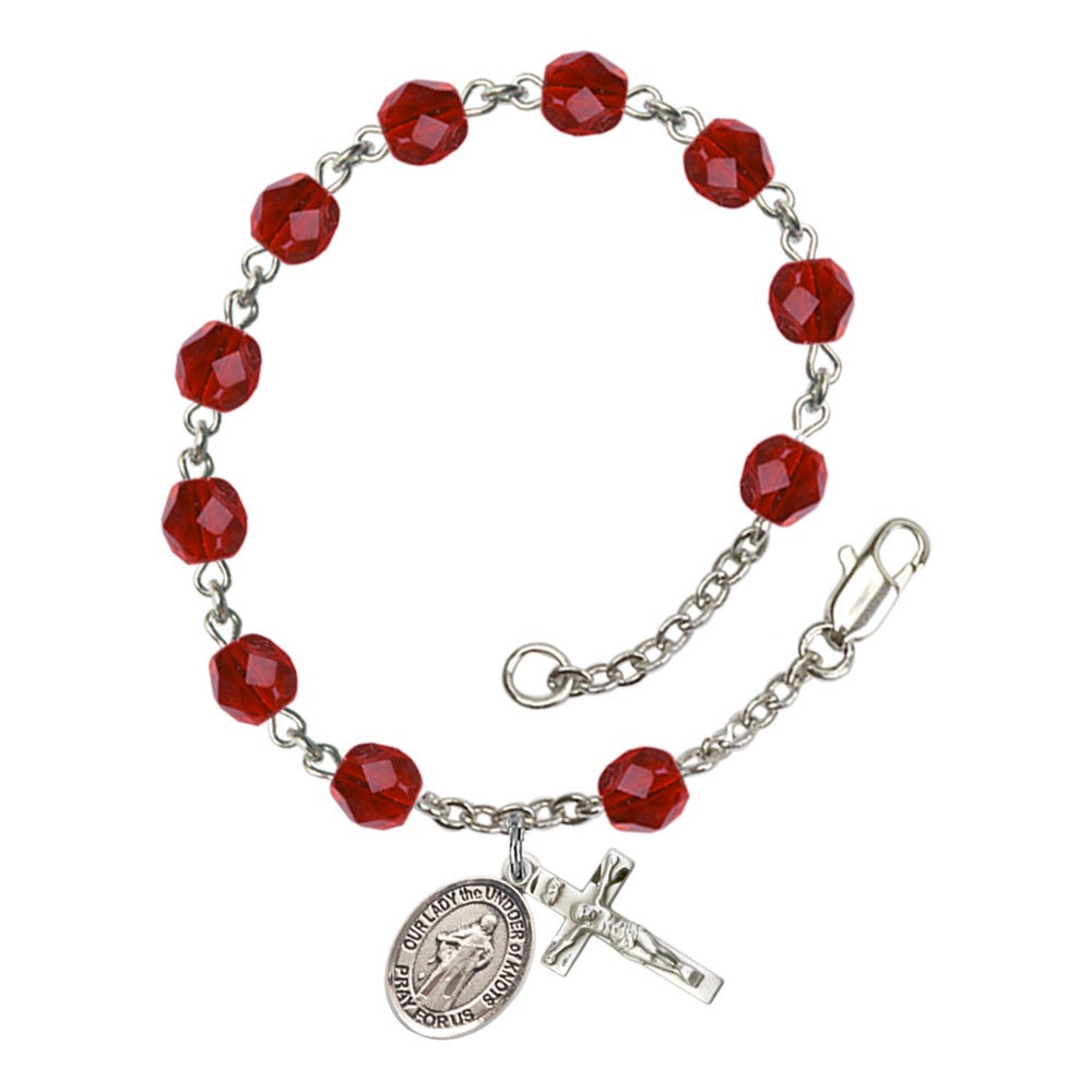 Our Lady The Undoer Of Knots Red July Rosary Bracelet 6mm