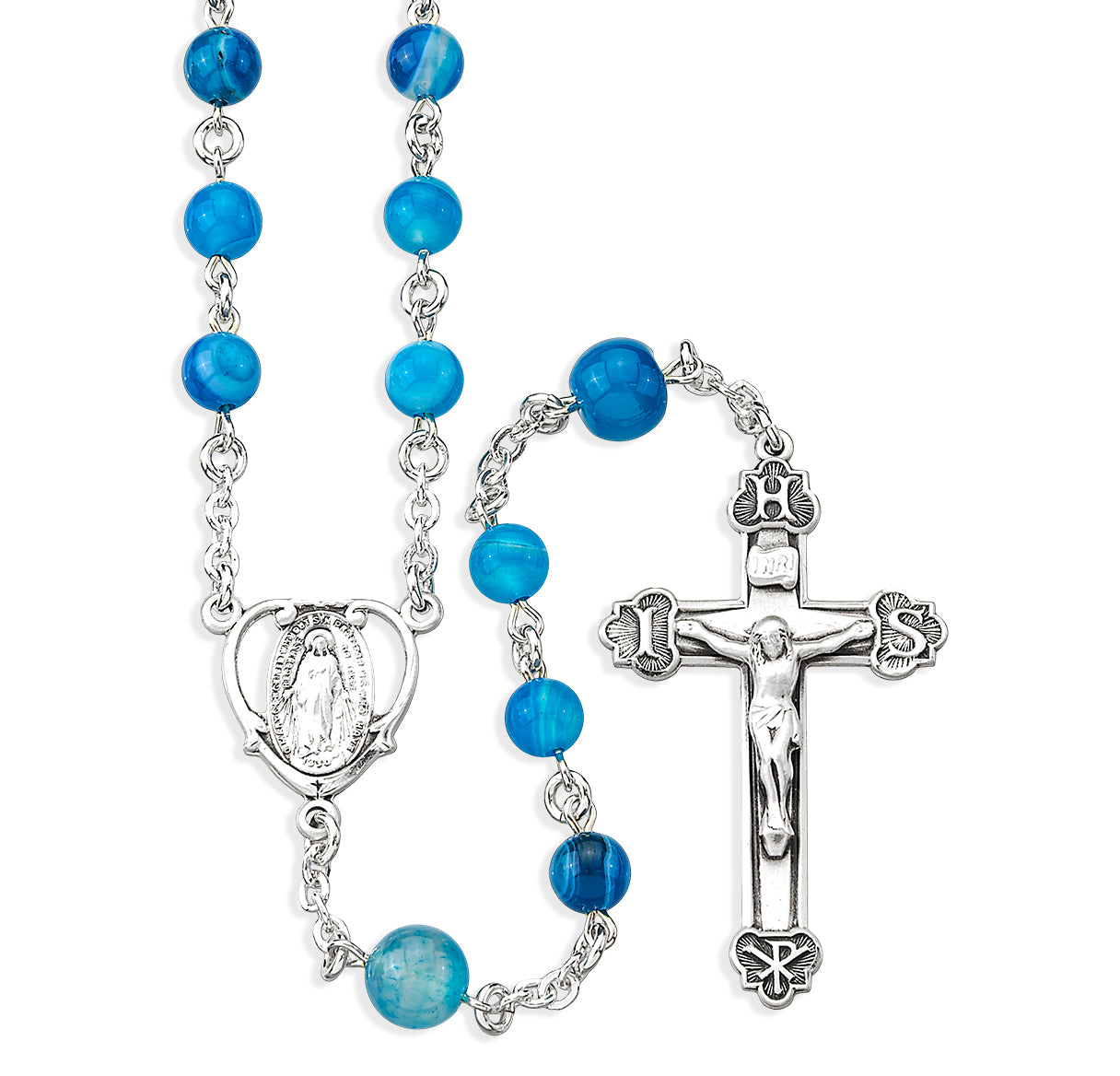 Sterling Silver & Blue Agate Gemstone Rosary