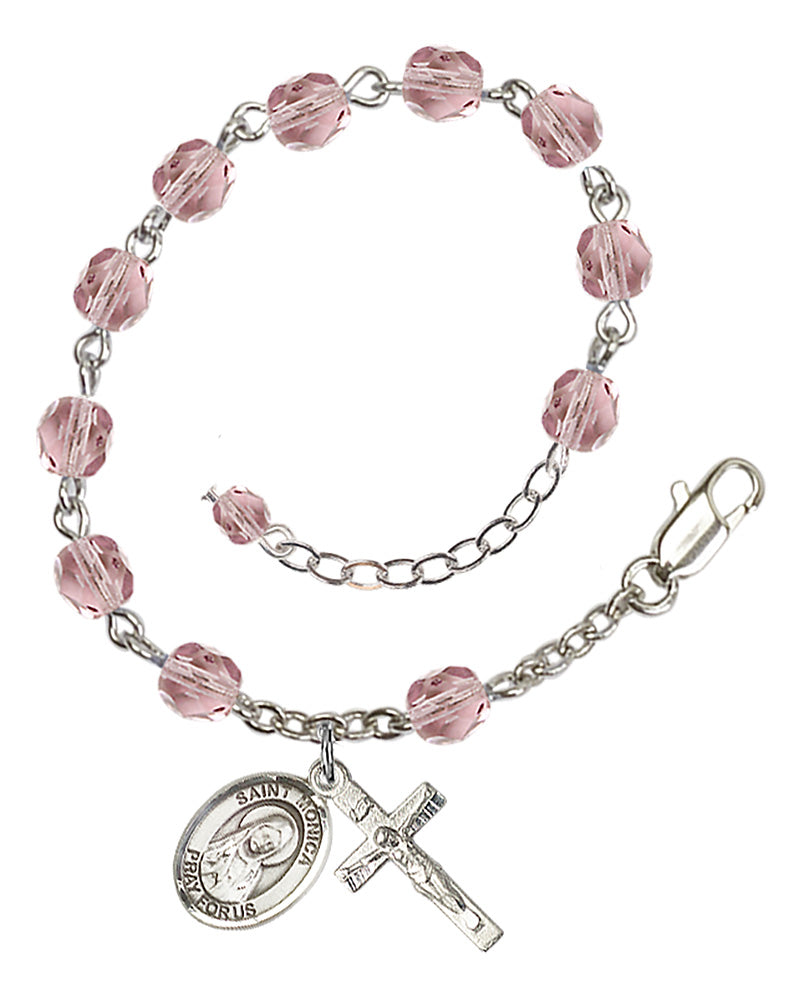 St. Monica 6mm light purple June Rosary Bracelet