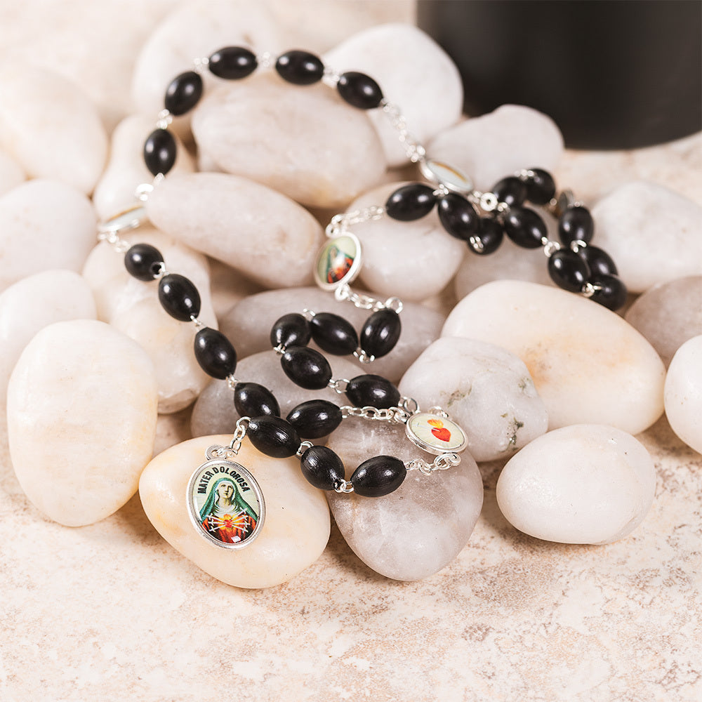 Black Glass Chaplet of the Five Wounds