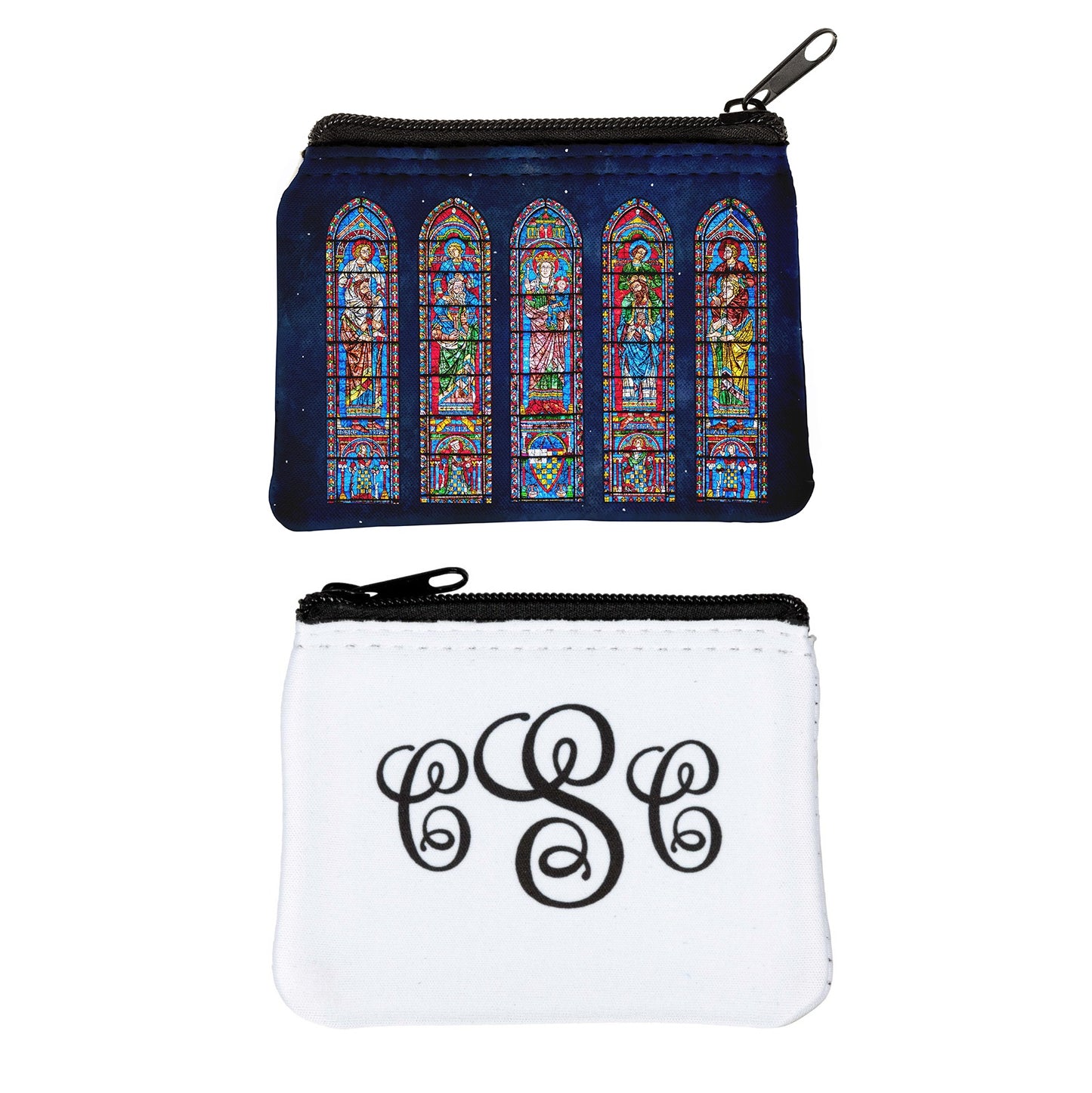 Personalized Chartres Cathedral Stained Glass Rosary Pouch
