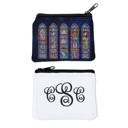 Personalized Chartres Cathedral Stained Glass Rosary Pouch