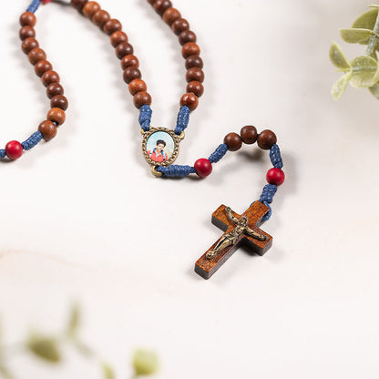 Wood & Blue Cord St. Carlo Acutis Rosary