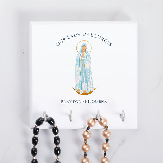 Personalized Our Lady of Lourdes Rosary Rack