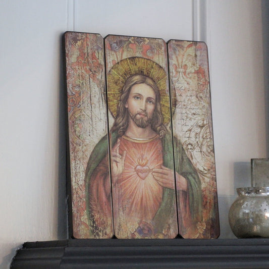 Sacred Heart Wooden Wall Plaque