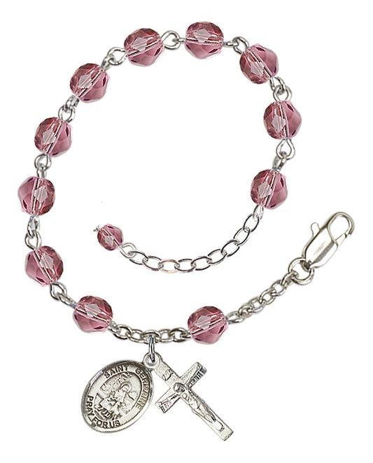 St. Germaine Cousin Purple February Rosary Bracelet 6mm