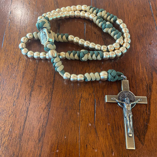 Deluxe Green Paracord & Brass St. Joseph Rosary