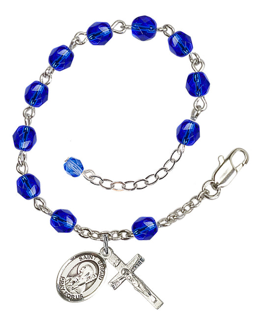 St. Brigid Of Ireland Blue September Rosary Bracelet 6mm