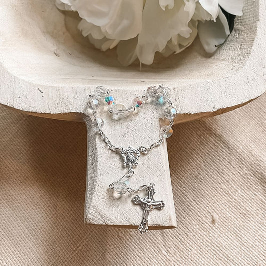 Clear Swarovski Crystal & Sterling Decade Rosary